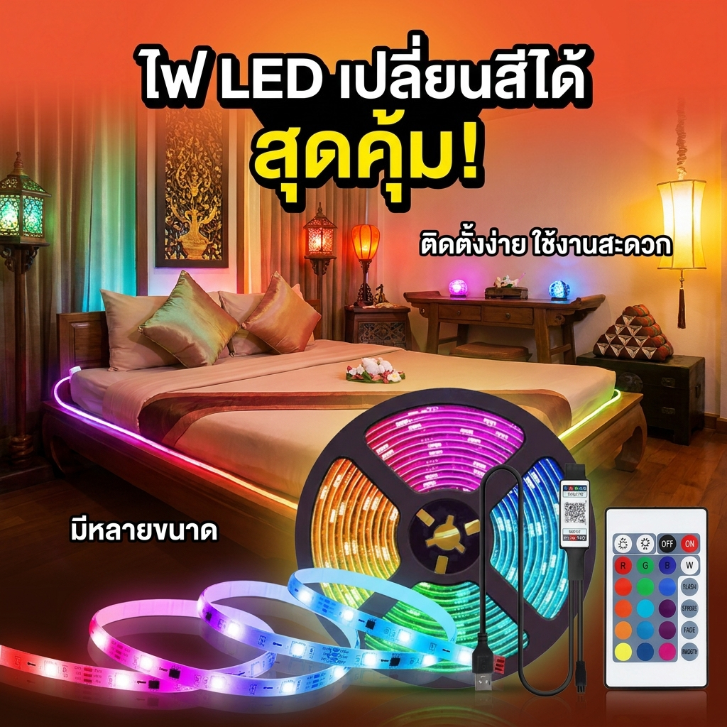 ไฟเส้นLED นีออนแถบแสง APP+รีโมทคอนโทรล Neon Strip Light เครื่องหมายนีออนของ ไฟบ้านได้เลย กันน้ำทนทาน
