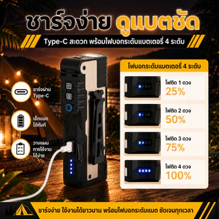 WARSUN M20 ไฟฉาย LED COB ส่องสว่างสูงสุด ทนน้ำ พกพาได้ง่าย ไฟกระพริบ อุปกรณ์เสริมครบครัน สีแดง