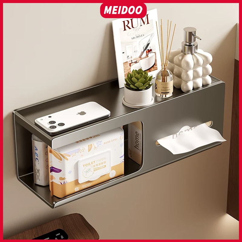 MEIDOOที่ใส่ทิชชู่ในห้องน้ํา เหมาะสําหรับใส่กระดาษชําระหลากหลายชนิดและสิ่งของอื่นๆ ; ไม่ต้องเจาะสําหรับติดตั้งและมีความจุรับน้ําหนักสูง
