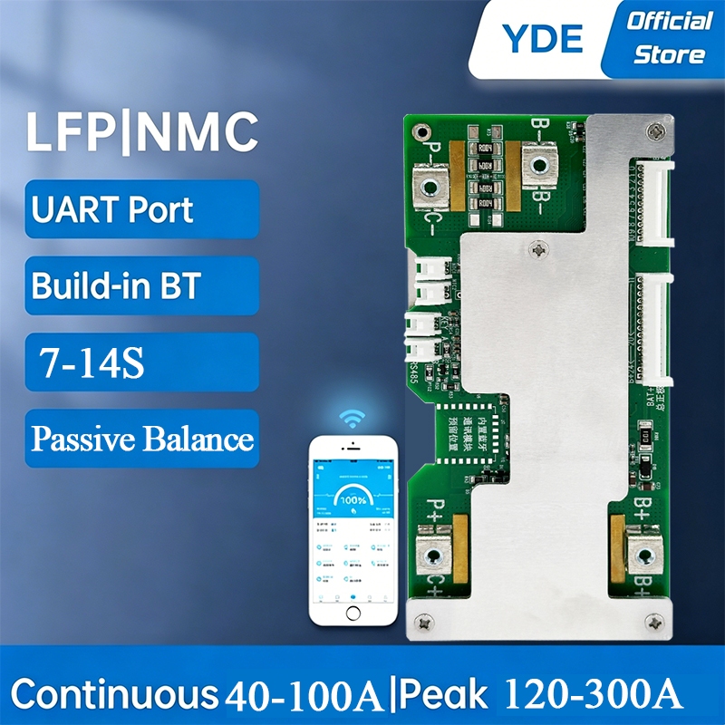 YDE BMS สมาร์ท BMS BT 40A 60A ปัจจุบัน 7S 8S 10S 12S 13S 14S 40A LiFePo4 Li-ion BMS YDE