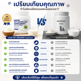 Love Pet Prosper นมแพะผงสำหรับสุนัขและแมว อาหารเสริมสัตว์เลี้ยง นมแพะสำหรับลูกสุนัขลูกแมว ชงง่าย ละลายน้ำง่าย โภชนาการทุกวัย 310 กรัม🐑