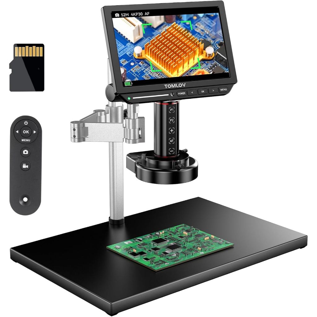 TOMLOV กล้องจุลทรรศน์ออโต้โฟกัส 4K TM4K-AF Max, 10.1 "กล้องจุลทรรศน์ดิจิตอล HDMI พร้อม Spin Flex Arm