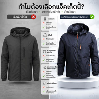 ZITY เสื้อแจ็คเก็ต เสื้อแจ็คเก็ตผ้าร่ม กันน้ำและกันลม งานดี ใส่สบาย กางเกงยุทธวิธี Big Shark หนัง Zip Hooded Jacket