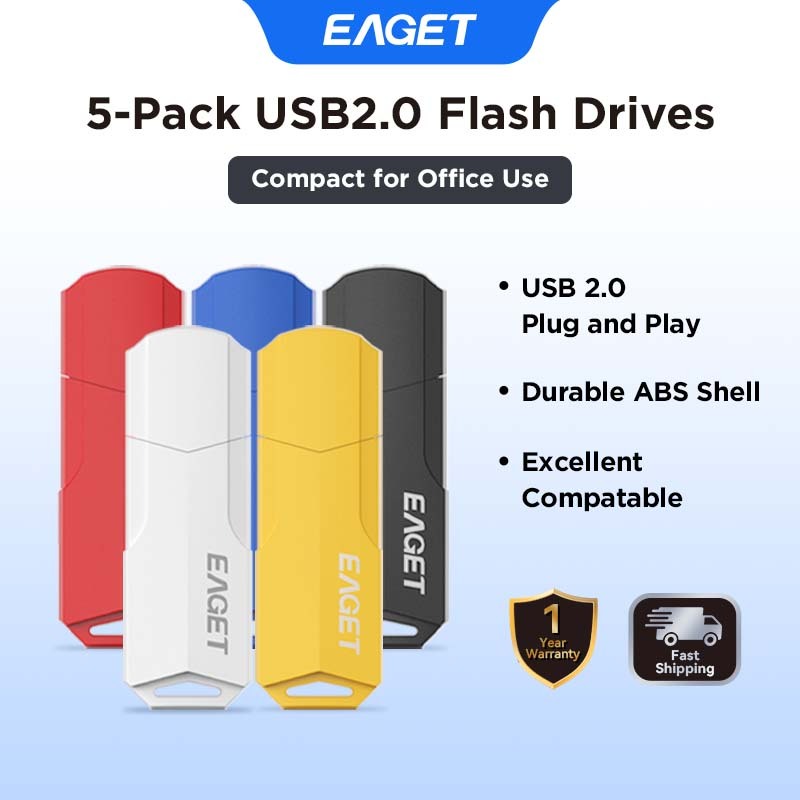EAGET F5 USB 2.0 5 แพ็คแฟลชไดรฟ์ USB 4GB 8GB 16GB 32GB 64GB