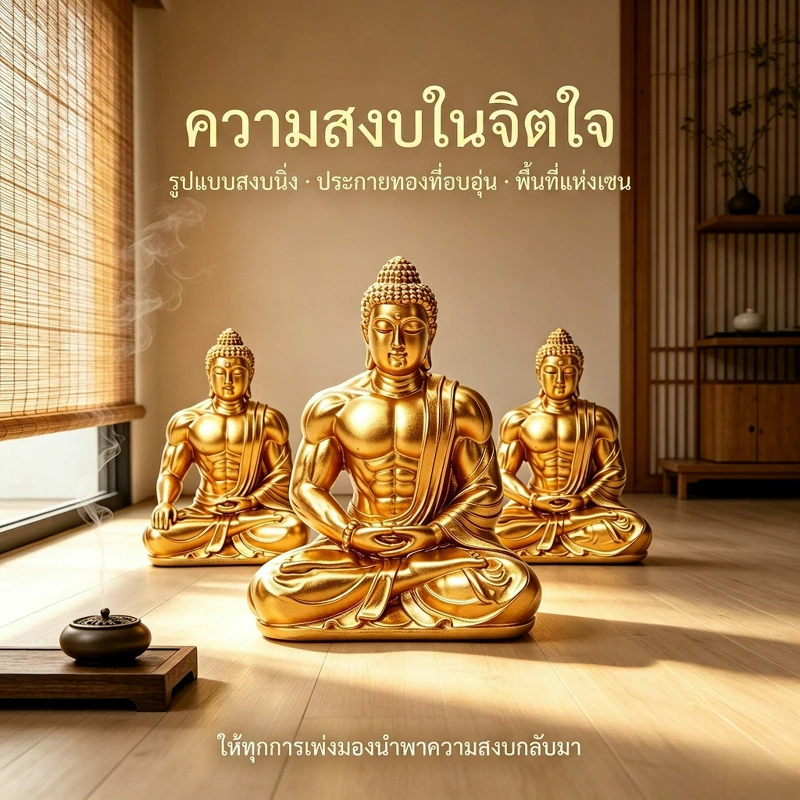 🇹🇭ส่งจากไทย🇹🇭 ชุบทองเรซิ่นกล้ามเนื้อพระพุทธรูปประติมากรรมเซนนั่งรูปปั้นตกแต่งบ้านและสํานักงานสก์ท็อป