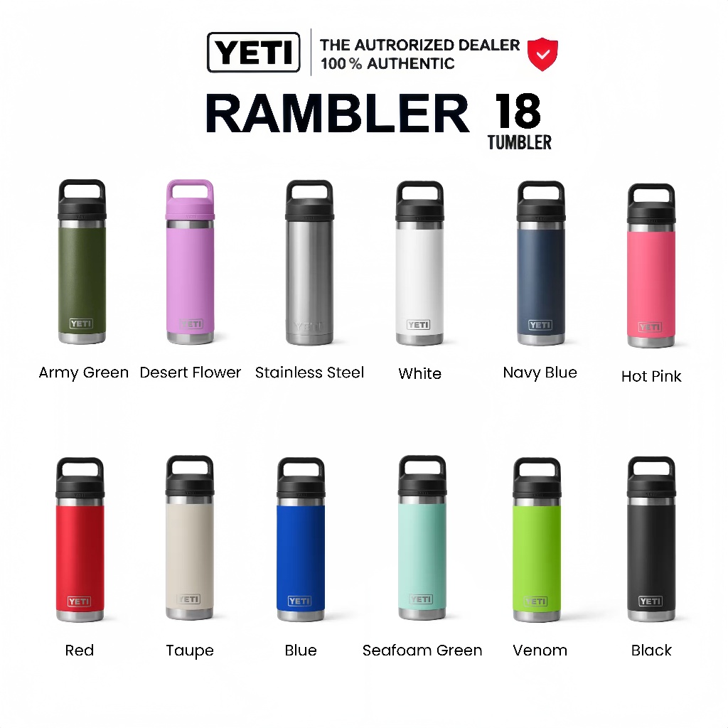 YETI Rambler 18 Oz Bottle Chug ของแท้ ลิขสิทธิ์แท้ เก็บรักษาอุณหภูมิ