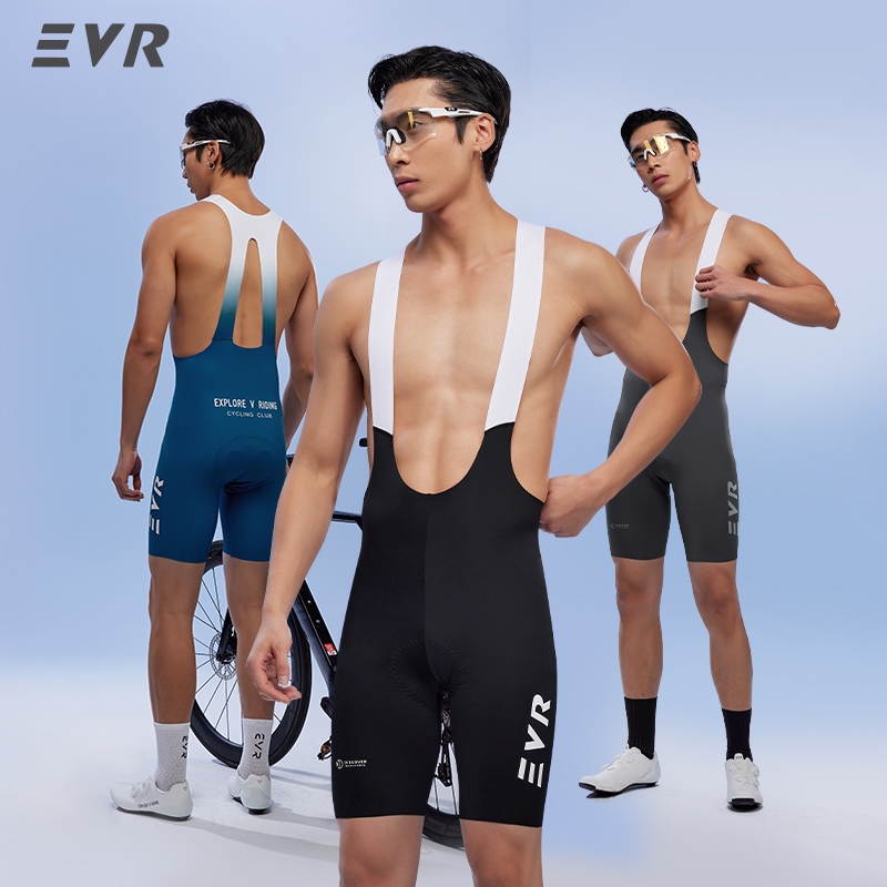 EVR กางเกงปั่นจักรยานผู้ชาย แบบเอี๊ยม เบาะรองนั่งอิตาลี ตัดเย็บชิ้นเดียว แห้งเร็ว ระบายอากาศดี ซับเหงื่อ สำหรับเสือหมอบ MTB