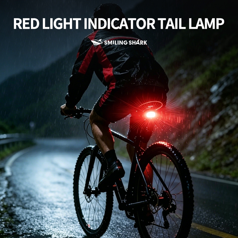 SMILING SHARK Super Bright ไฟจักรยาน LED ไฟสีแดงขี่จักรยาน Tai Llight Type-c ชาร์จ 5 โหมดกลางแจ้งขี่จักรยานแสงกันน้ํา QXD346 — صورة 3