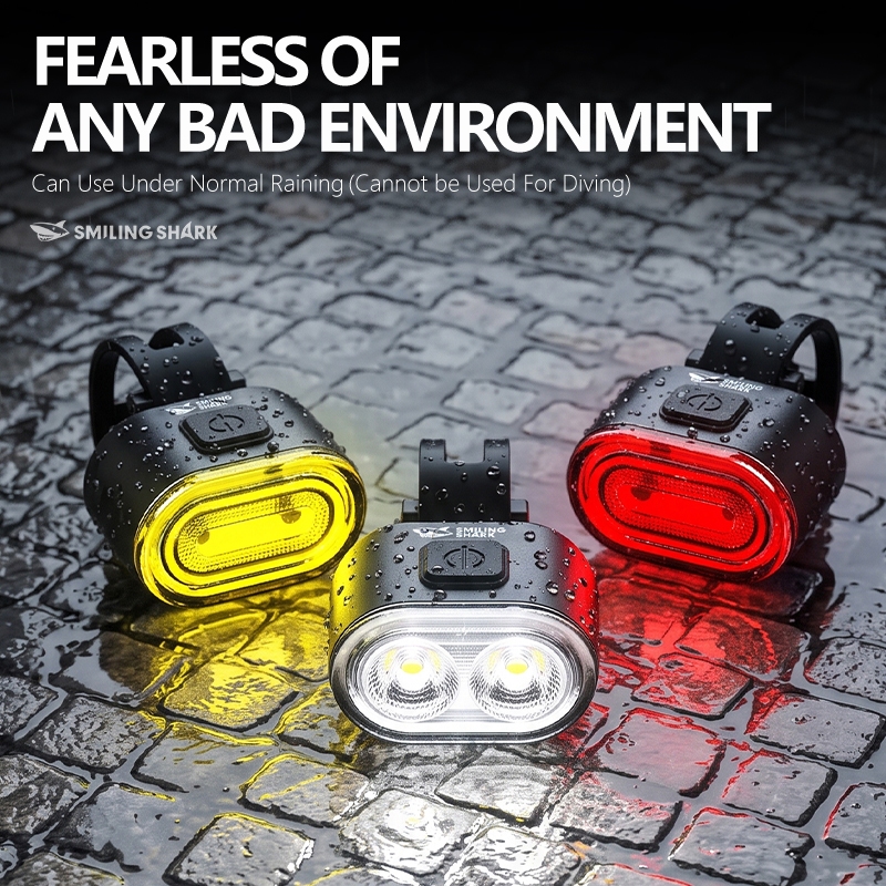 SMILING SHARK Super Bright ไฟจักรยาน LED ไฟสีแดงขี่จักรยาน Tai Llight Type-c ชาร์จ 5 โหมดกลางแจ้งขี่จักรยานแสงกันน้ํา QXD346 — صورة 7