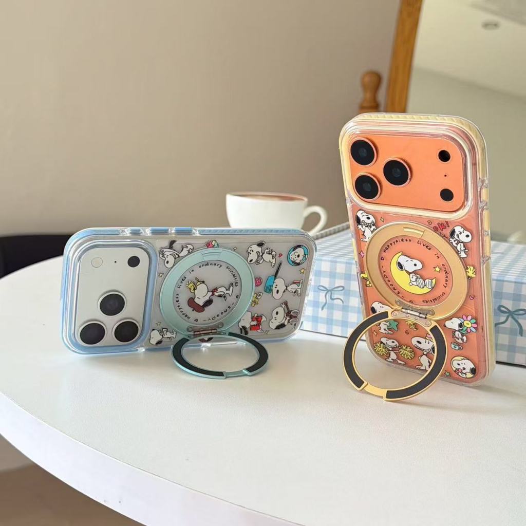 วงเล็บหมุนการ์ตูนสุนัข iPhone17 เคสโทรศัพท์ 15/15Pro/15ProMax/16Pro/16ProMax เคสกันกระแทก