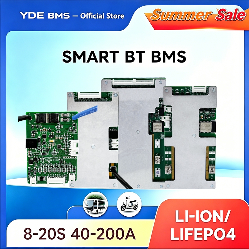 YDE BMS 8S 24V Lifepo4 7S Li-ion 100A 120A 150A ต่อเนื่อง YDE BMS พร้อม Balance