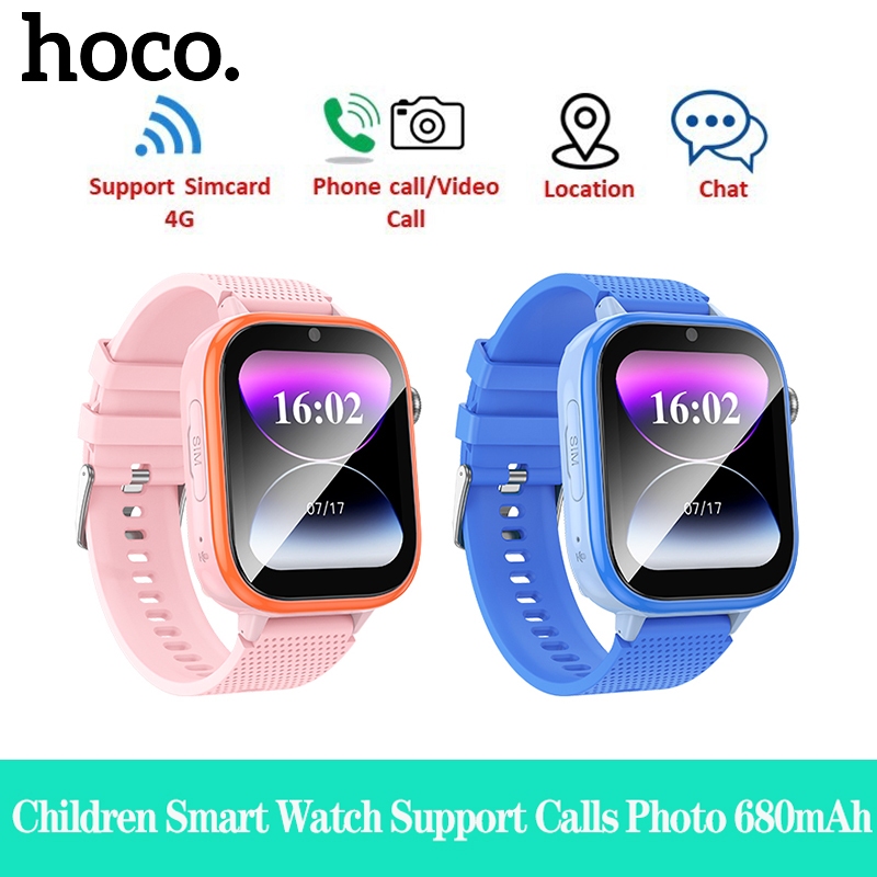 HOCO Y101 เด็กสมาร์ทนาฬิกา 4G ซิมการ์ด 1.83 นิ้ว 2.5D หน้าจอ GPS LBS WIFI Location 680mAh Video Call