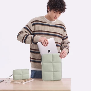 FULL DESIGN Nori กระเป๋าใส่โน้ตบุ๊ก 12/13/14/15 นิ้ว กันกระแทก กันน้ำ ผ้า Puffy ปกป้องรอบด้าน แถมกระเป๋าเล็ก
