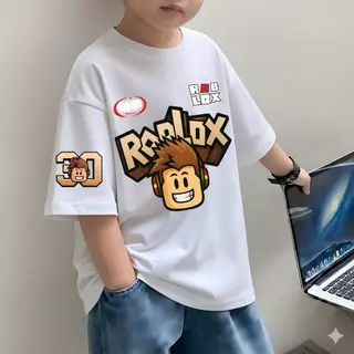 NASA เสื้อยืดแขนสั้นเด็ก ลายการ์ตูน เสื้อยืดสีขาว ROBLOX ผ้าคอตตอน นุ่มสบาย เหมาะสำหรับเด็กอายุ 1-12 ปี