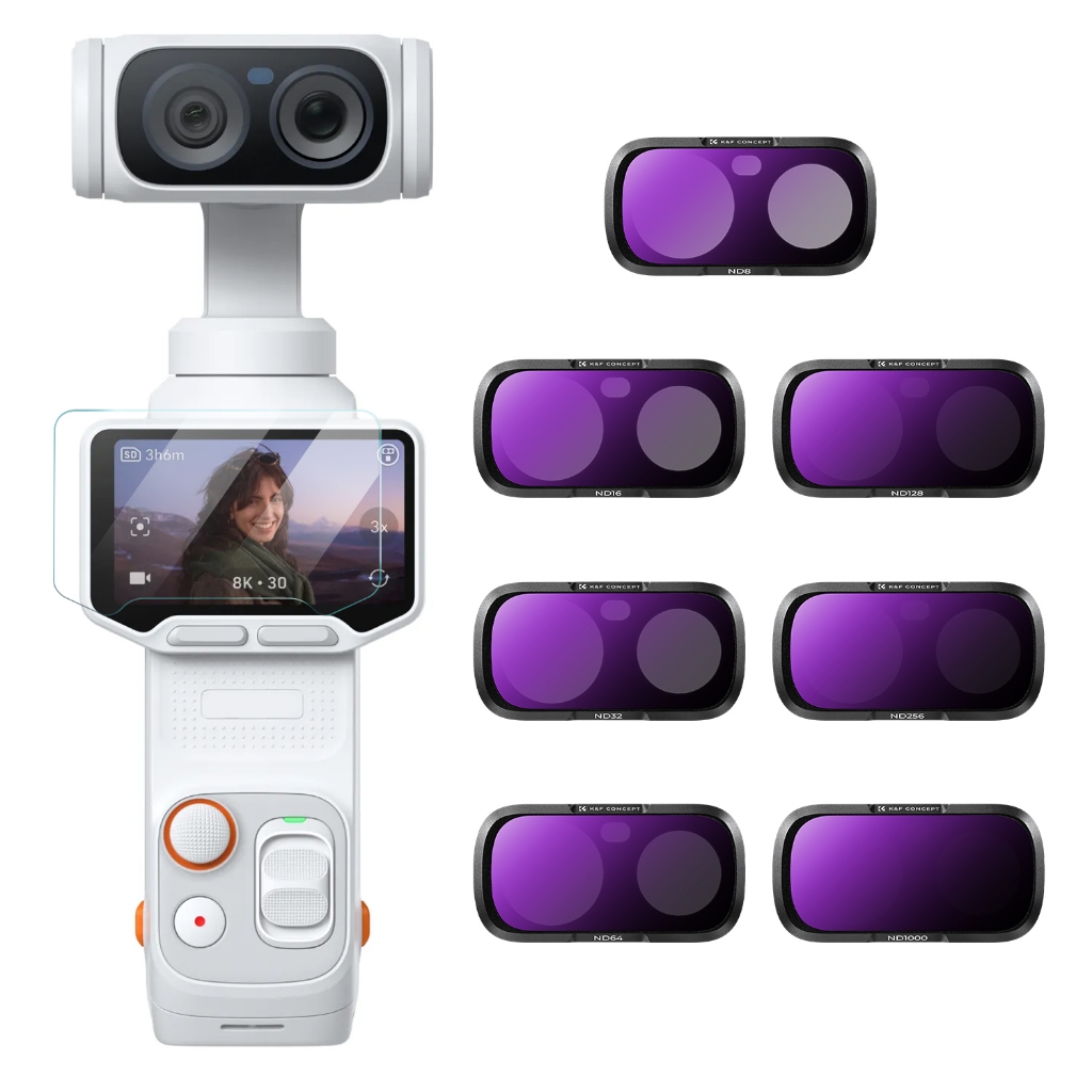 K&F Concept ND8+ND16+ND32+ND64+ND128+ND256+ND1000 Filter,สําหรับ Insta360 Luna Ultra กล้องกีฬามือถือ