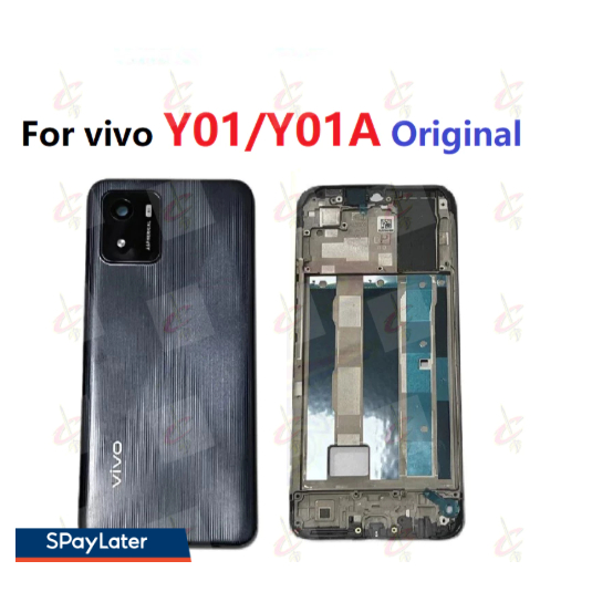 ฝาหลังสําหรับ vivo Y01 Y01A กรอบหน้า LCD กรอบกลาง
