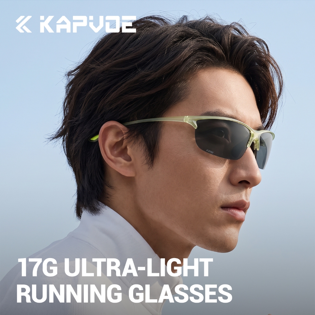 Kapvoe Ultra Light แว่นตากันแดด 17g HD High Contrast Dual-Curvature เลนส์ TR90 แว่นตากีฬาสําหรับมาราธอน Jogging ขับรถ