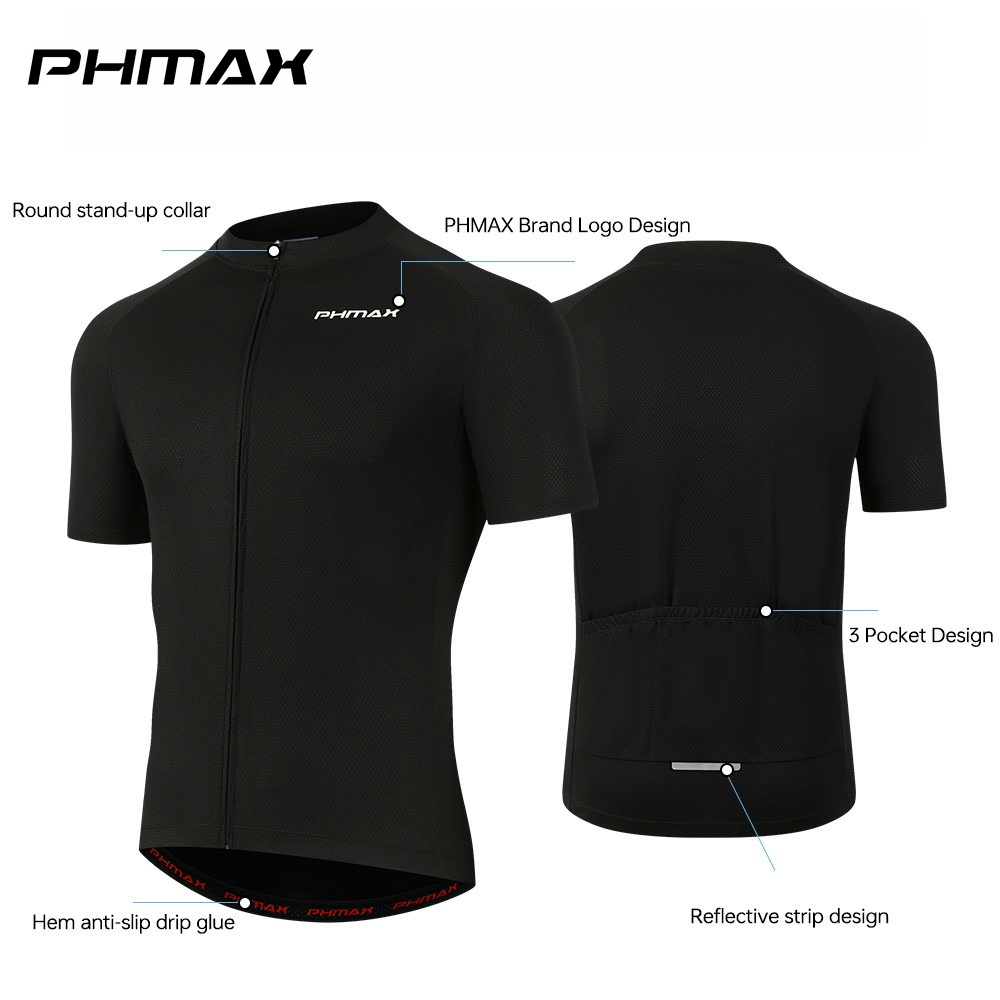 PHMAX เสื้อปั่นจักรยาน เสื้อจักรยาน เสื้อแข่งจักรยานผู้ชาย แห้งเร็ว ระบายอากาศได้ดี กันแดด UV ผ้ายืด