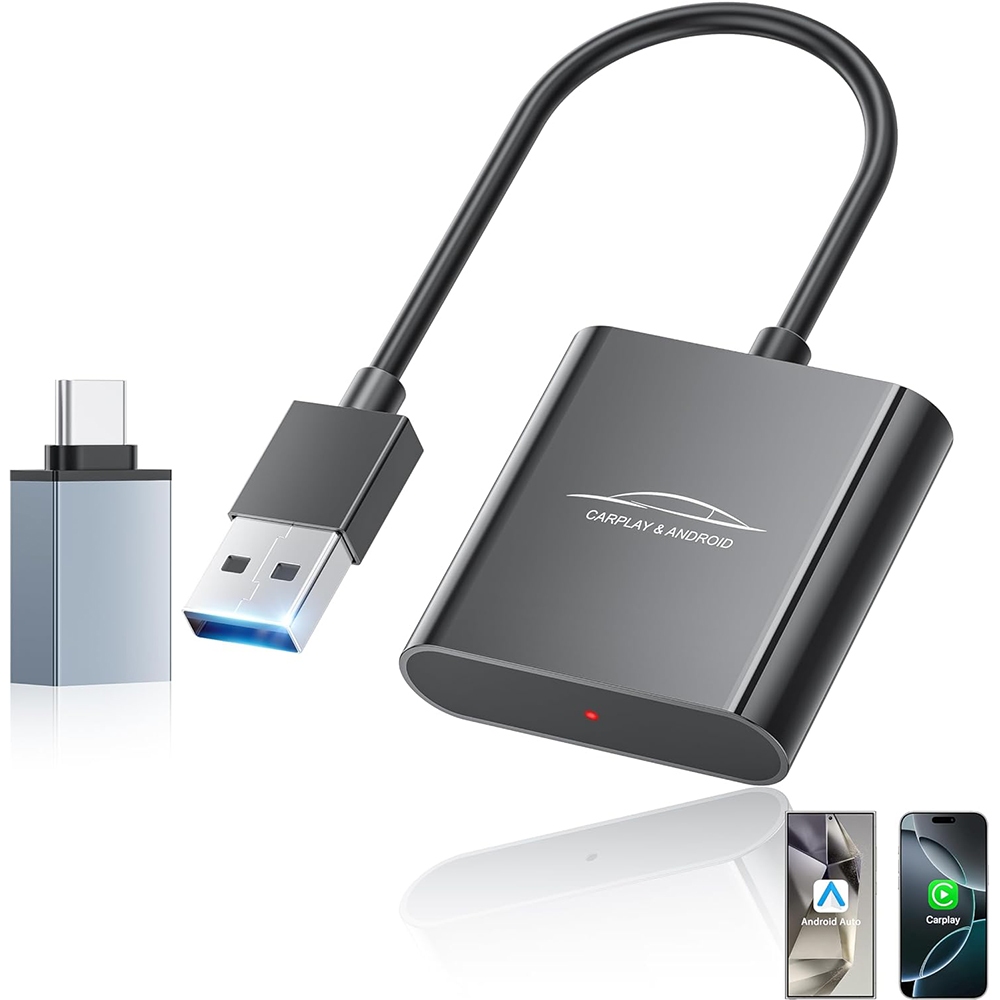 อะแดปเตอร์ Android ในรถยนต์และ Carplay ไร้สาย 2 in 1, WiFi 5.8GHz แปลง Dongle USB/Type-C สําหรับ iOS
