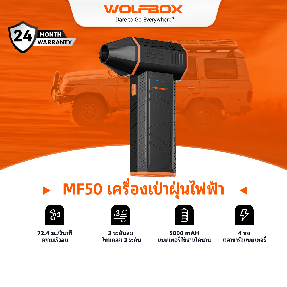 WOLFBOX MF50 ไม้ปัดฝุ่นลมไฟฟ้า-110000รอบต่อนาที เครื่องปัดฝุ่นไร้สาย สุด ๆ พลัง เครื่องเป่าลมขนาดเล็กปรับได้ 3 เกียร์ พร้อมแบตเตอรี่แบบชาร์จไฟได้