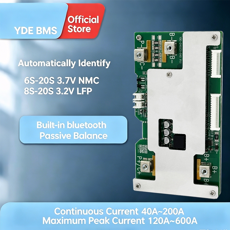 YDE BMS บลูทูธในตัว 6S-20S 8S 10S 12S 13S 16S 20S 40A 50A 60A 100A YDE Smart BMS App