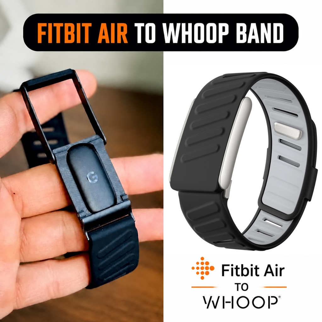 เข้ากันได้กับ Fitbit Air to Whoop อะแดปเตอร์สายรัดซิลิโคนสายรัดทดแทนระบายอากาศพร้อมอะแดปเตอร์สําหรับ Google Fitbit Air สายรัดข้อมืออุปกรณ์เสริม