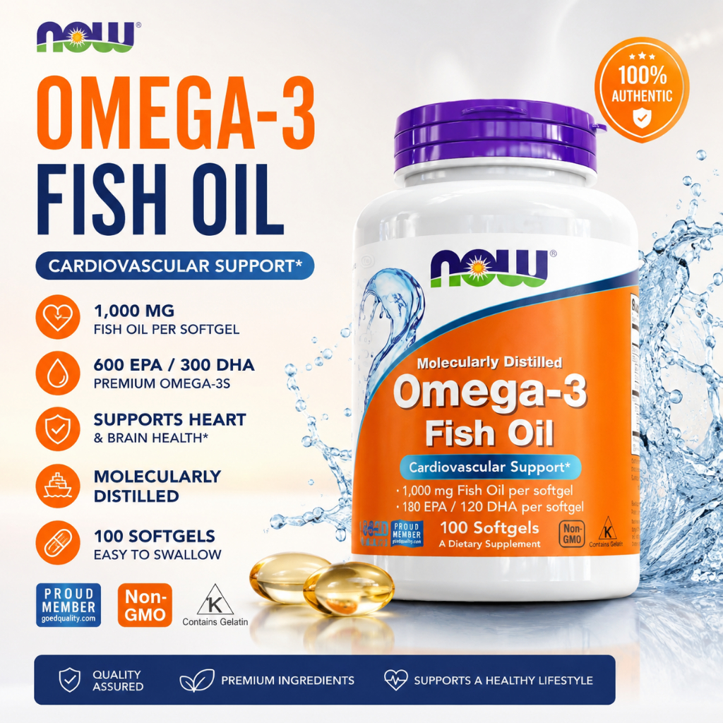 น้ํามันปลาโอเมก้า 3 180 EPA / 120 DHA [ซอฟเจล] โดย NOW FOODS | Made in USA ของแท้
