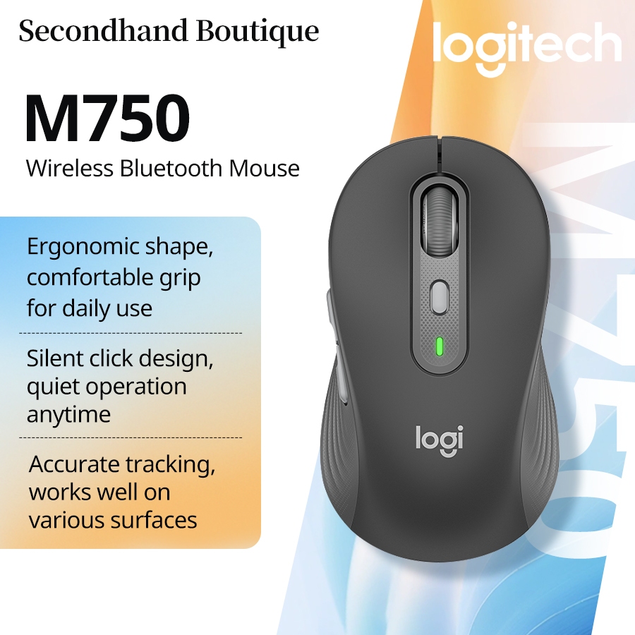 เมาส์ธุรกิจไร้สาย Logitech M750 สีดํา [910-006269] M750 L ใหญ่ สีดํา [910-006266】