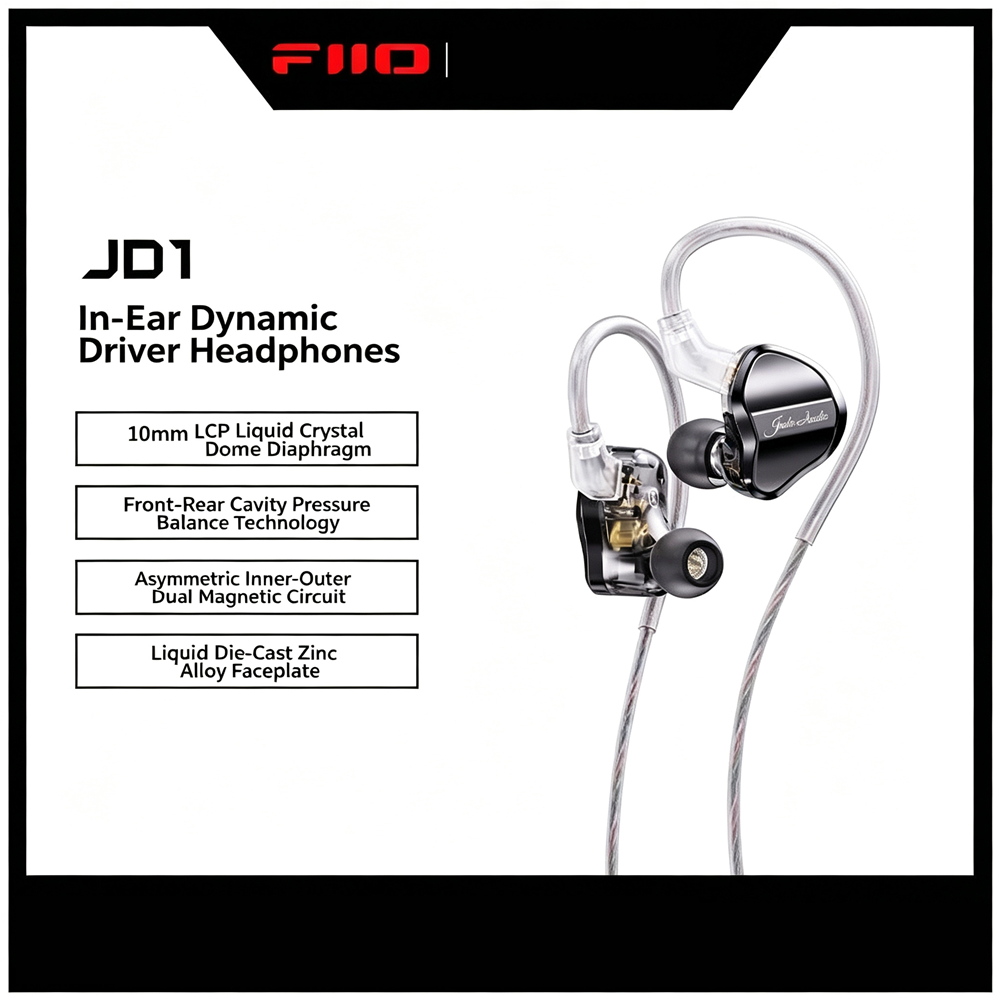 FIIO JD1 In Ear Wired HiFi Earphones Dual Magnetic Circuit LCP Diaphragm Replaceable Cable High Reso