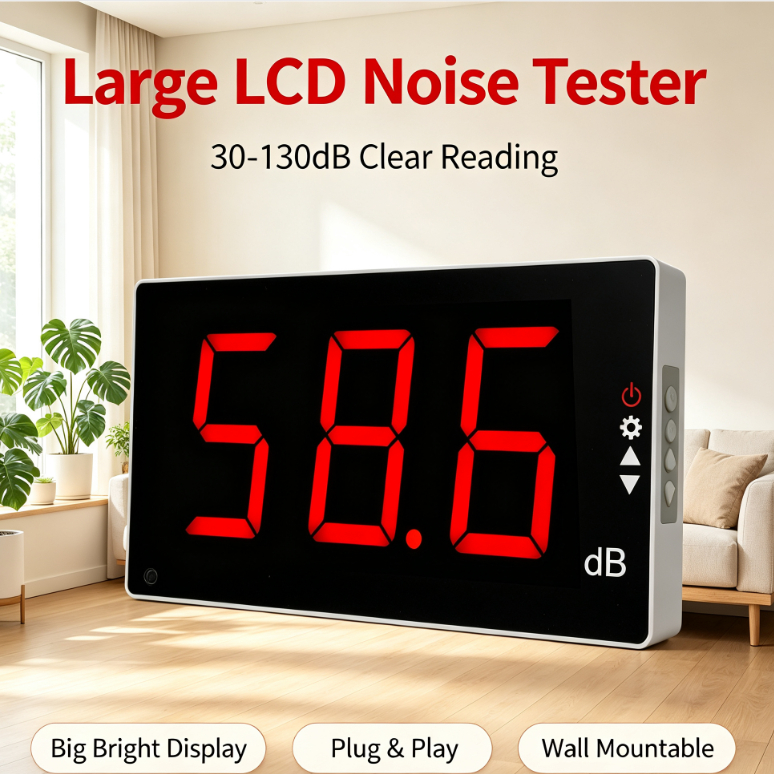 เครื่องวัดเสียงรบกวนปริมาณเสียงรบกวนพร้อม LCD Ra ติดผนัง 30-130db หน้าจอผนังเครื่องวัดเสียงรบกวน Decibel Lcd หน้าจอผนัง [ปริมาณระดับ Db Measur Decibel Yali Tmp Ump