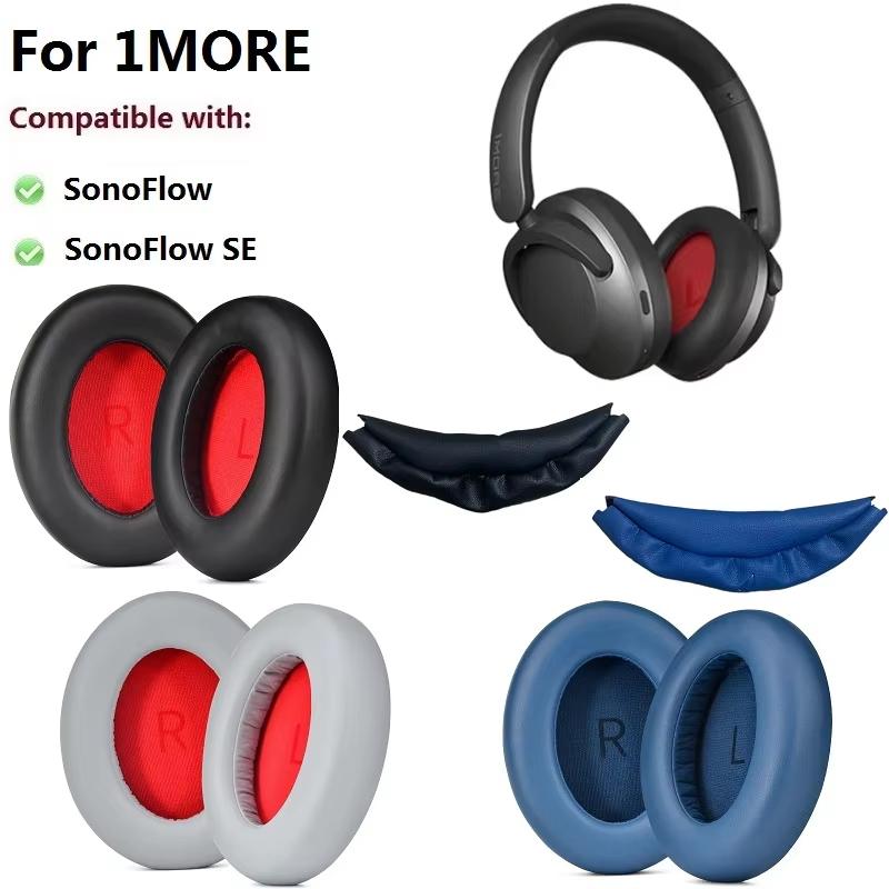 แผ่นรองหูฟังสําหรับ 1MORE SonoFlow,SonoFlow SE หูฟังเปลี่ยนคุณภาพสูง ที่ครอบหู หมอนหู แถบคาดศีรษะ หน