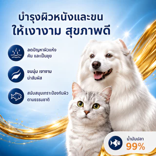 【ซื้อ 2 แถม 1】PEVVO PET น้ำมันปลาแซลมอน 99% สำหรับสุนัขและแมว บำรุงขนผิวหนัง ลดขนร่วง ผิวแห้งคัน เสริมโภชนาการทุกมื้อ Omega-6 วิตามินอี 300ml พร้อมปั๊ม