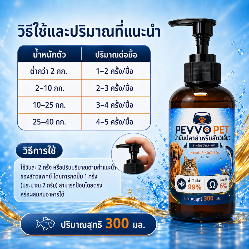 【🔥ราคาพิเศษสินค้าใหม่】PEVVO PET น้ำมันปลาแซลมอน 99% สำหรับสุนัขและแมว บำรุงขนผิวหนัง ลดขนร่วง ผิวแห้งคัน เสริมโภชนาการทุกมื้อ Omega-6 วิตามินอี 300ml พร้อมปั๊ม thumbnail 10