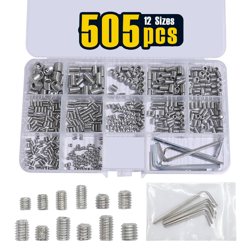 505 ชิ้น, ชุดสกรู, สกรู Grub, ชุดสกรู Assortment Kit M3 M4 M5 M6 M8 สําหรับซ่อมบ้าน, ซ่อมเฟอร์นิเจอร