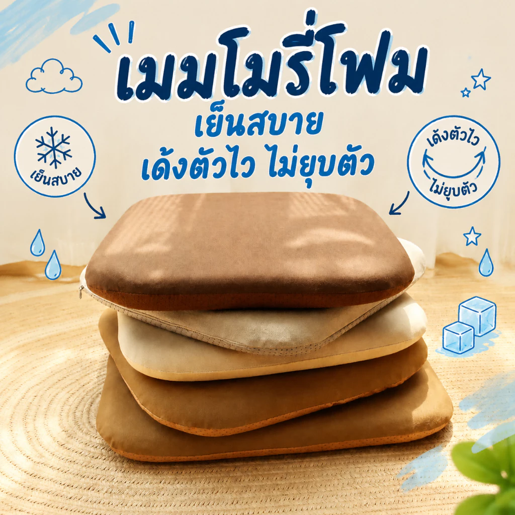 เบาะรองนั่ง เก้าอี้ทำงาน office เบาะหนา memory foam ผ้าลินิน แผ่นรองนั่ง ใช้ได้ทุกฤดู สไตล์มินิมอล