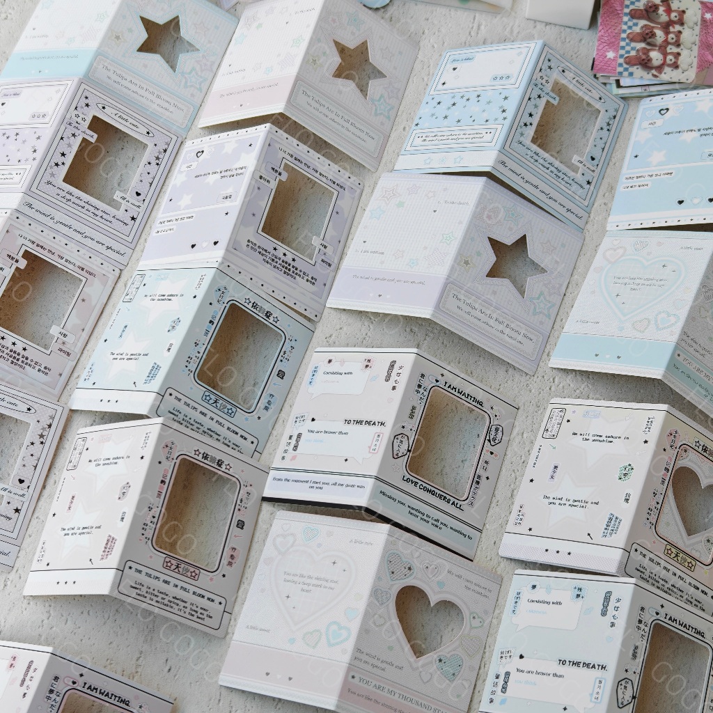ชุดกระดาษกรอบพับจิ๋วฉลุลาย 18 แบบ 10.3 × 7.4cm สำหรับตกแต่งสมุด แพลนเนอร์ สแครปบุ๊ก และคอลลาจ Flo gogo