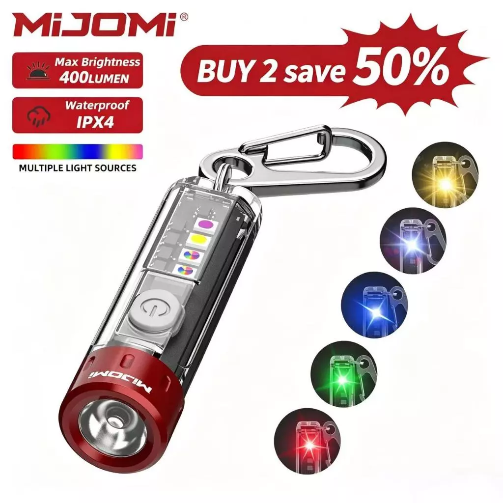 [Buy 2 save 50%]พวงกุญแจไฟฉาย MIJOMI K3, 400 Lumen ขนาดกระทัดรัด เหมาะสำหรับการใช้งานหลากหลาย เช่น การอ่านหนังสือกลางคืนและการแคมปิ้ง Christmas gift
