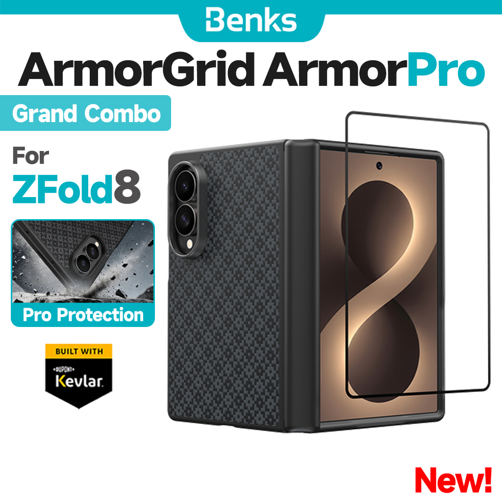 [Grand Combo] Benks Magnetic ArmorGrid Pro สําหรับ Samsung Z Fold 8 Kevlar Aramid Case กรอบด้านหน้าบานพับ TPU ป้องกันหน้าจอ Slim Shock Casing