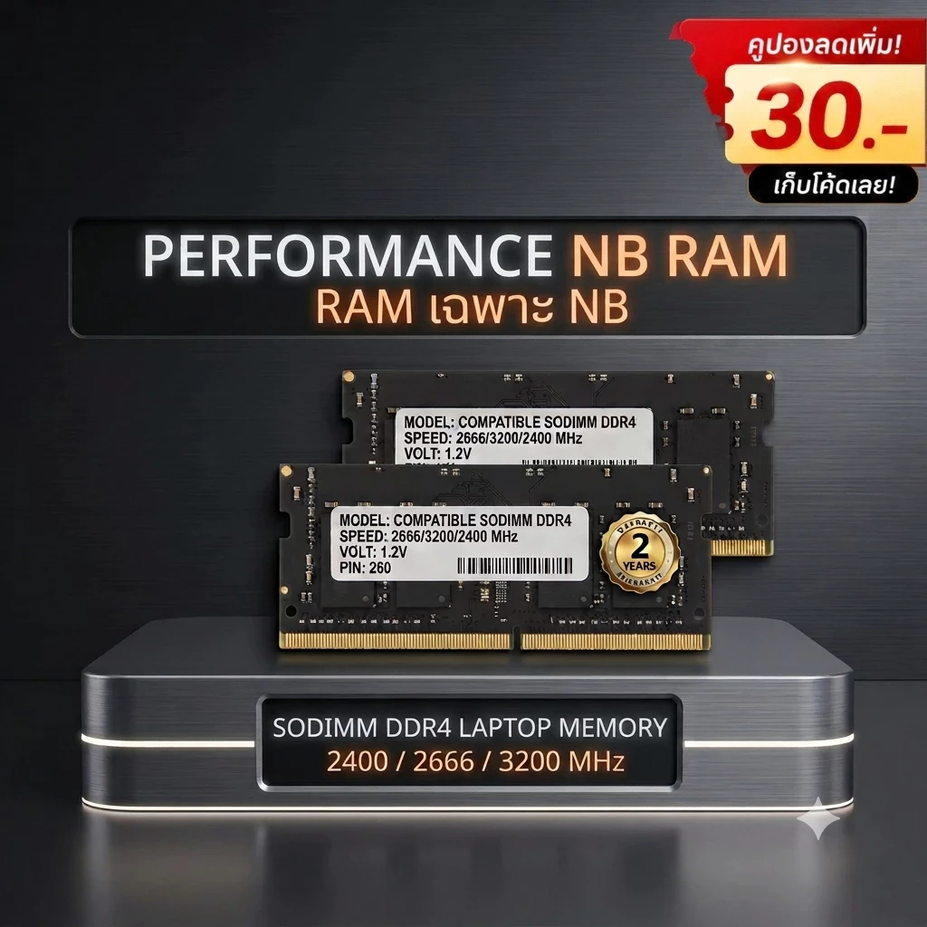 [Payday Sale /ประกัน 1 ปี]แล็ปท็อป RAM DDR4 4GB 8GB 2400MHz 2666MHz 3200MHz SODIMM 260Pin 1.2V โมดูลหน่วยความจําโน้ตบุ๊คสําหรับ PC อัพเกรด