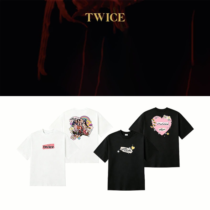 TWICE MORE & MORE Concert Fan Tee สีดําสีขาวหลวม Fit พิมพ์เสื้อยืด Unisex Kpop Merch 2026 มาใหม่ล่าส