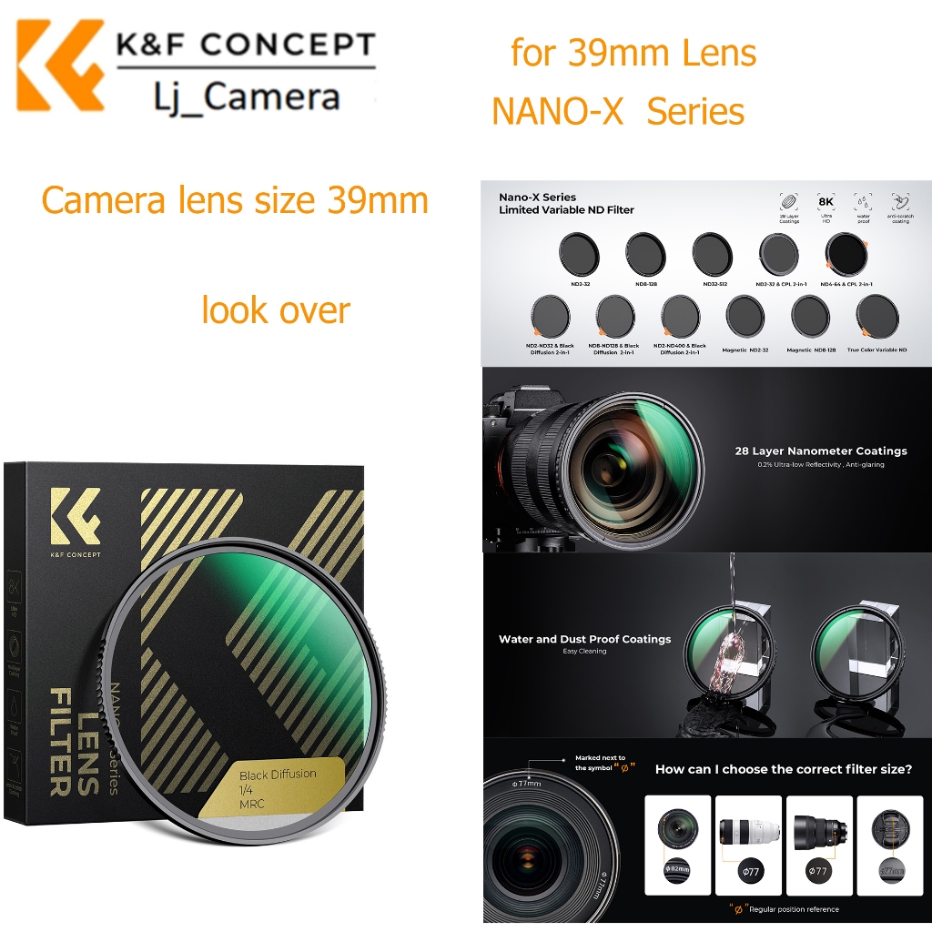 K&F Concept Nano-X 39mm UV/ND2-32/ND2-400/ND2-32&CPL/ND4-64&CPL/ND2-32&CPL&Black Mist1/4 ฟิลเตอร์