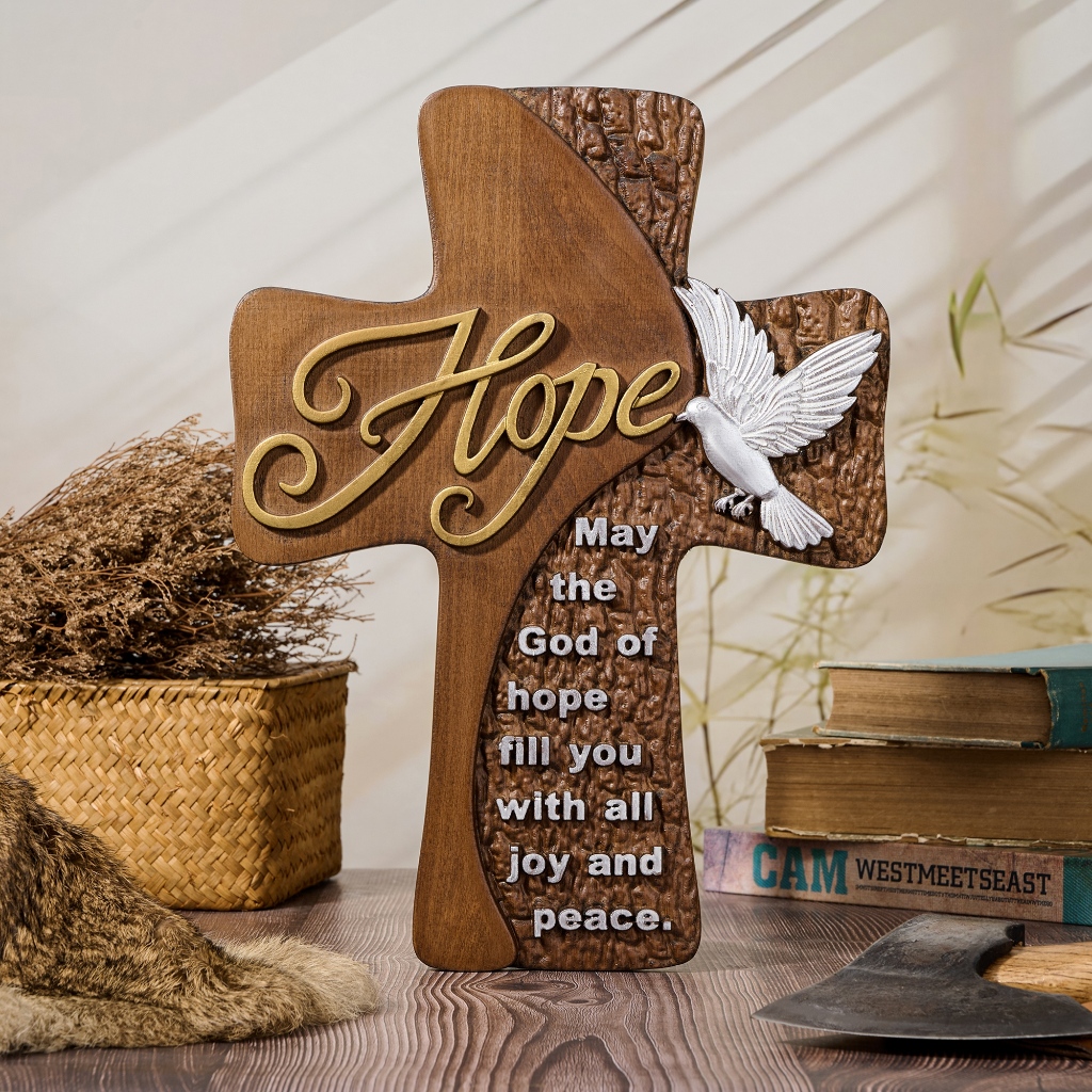 HOPE Cross Gorgeous "Love ""Faith"" HOPE" ไม้กางเขนไม้, ครอสไม้เนื้อแข็ง