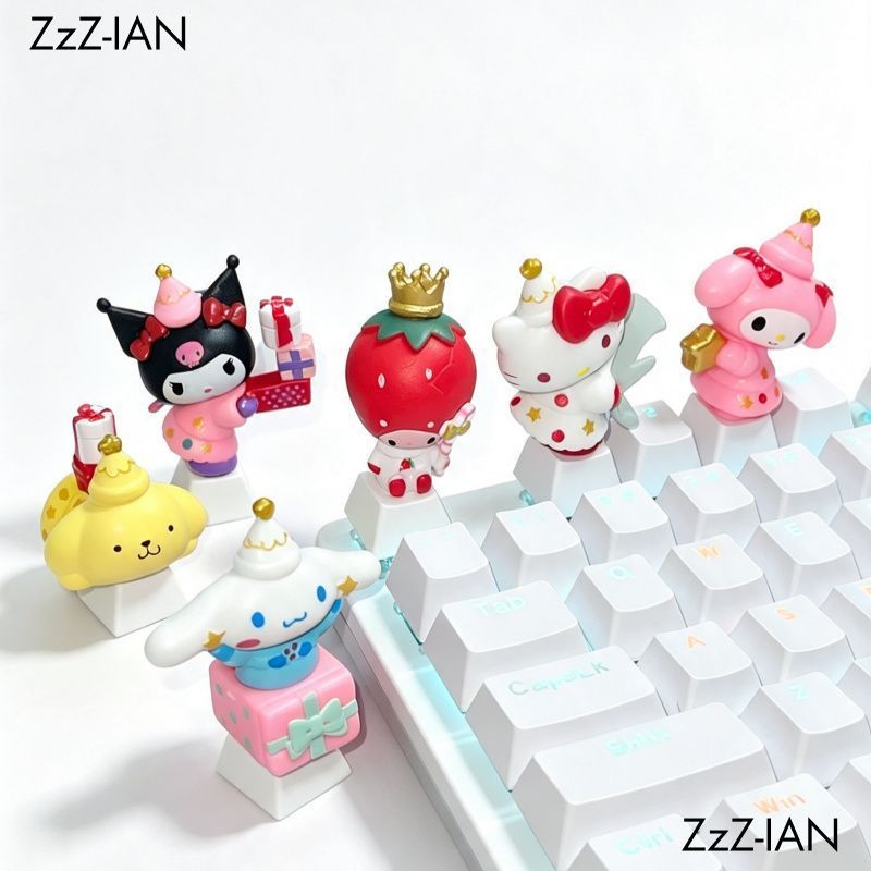Keycap สติกเกอร์ วันหยุด ESC Keycap ชุด - Kuromi Cinnamoroll เรืองแสง Cross Stem Keycaps สําหรับ Che