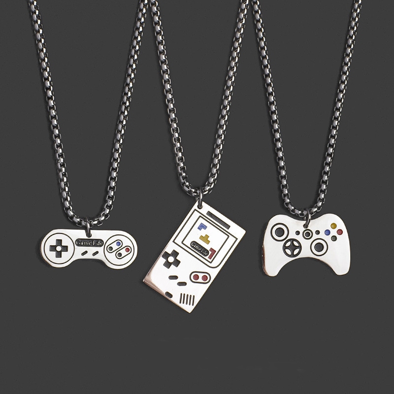 Cool Hip Hop เกมคอนโซล Controller จี้ไทเทเนียมเหล็กสร้อยคอสําหรับชายคู่สแตนเลสคอเครื่องประดับอุปกรณ์เสริม