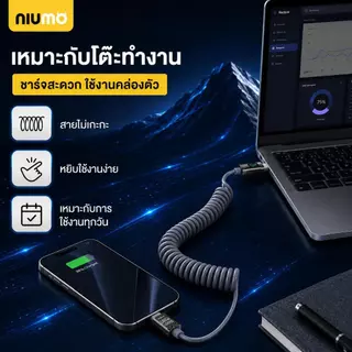 NIUMO สายชาร์จเร็ว 4-in-1 240W พร้อมหน้าจอดิจิทัล สายชาร์จอัลลอยสังกะสี ยาว 2 เมตร เปลี่ยนหัว Type-C ได้ สายชาร์จเร็วพิเศษสำหรับใช้ในรถ รองรับ Huawei, iPhone, Xiaomi และมือถือรุ่นอื่น ๆ