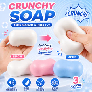 Handmade Crunchy Soap Squishy ความเครียดของเล่น Soft Squishy ASMR Fidget ของเล่นความเครียดบรรเทา Sensory ของเล่น Quick Rebound กระเป๋าขนาด
