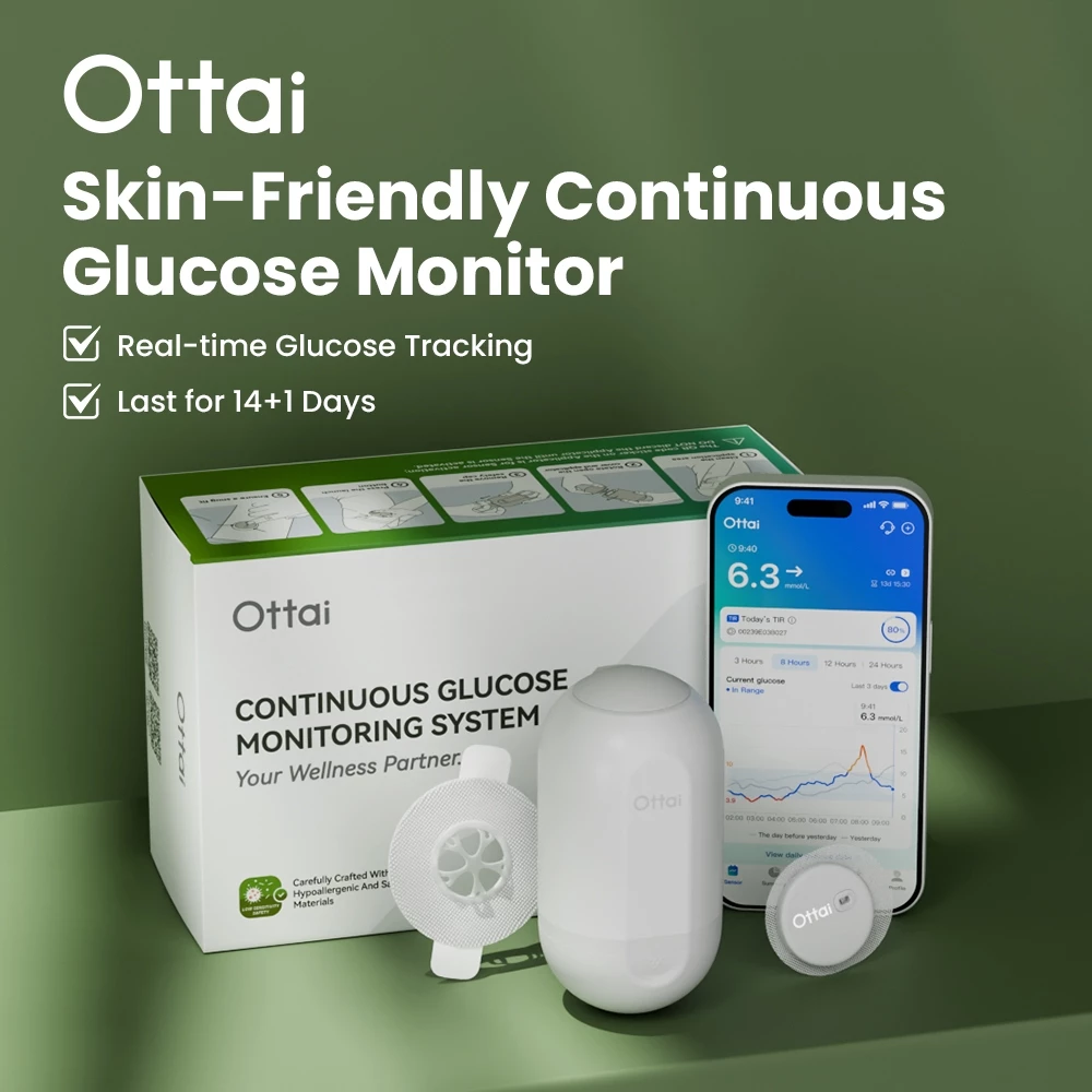 Ottai เครื่องวัดน้ําตาลกลูโคสอย่างต่อเนื่องที่เป็นมิตรกับผิว