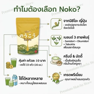 [ของแท้ 100%] Noko ผงมัทฉะ Nishio พรีเมี่ยม ชาเขียวธรรมชาติบริสุทธิ์ไม่มีสารเติมแต่งสําหรับเครื่องดื่มและเบเกอรี่ #NishioMatcha#มัทฉะ
