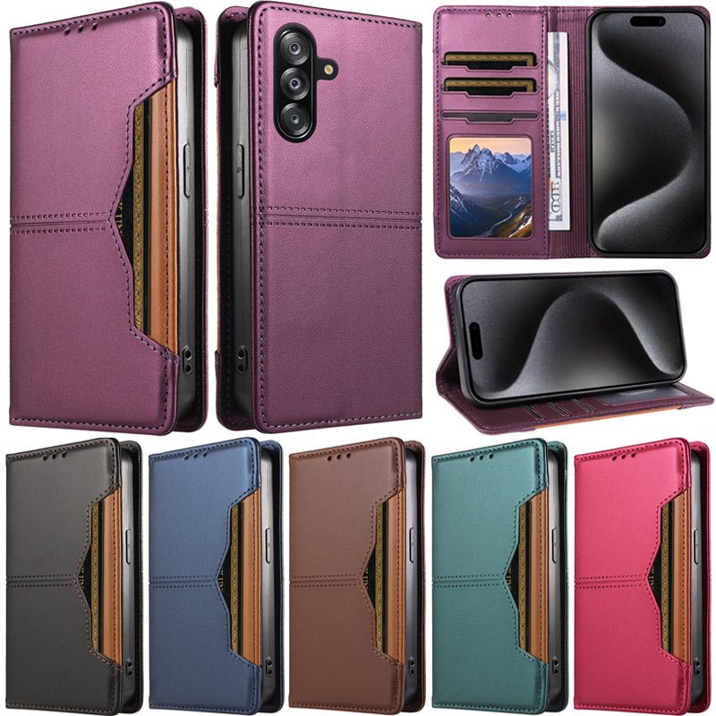 SAMSUNG หรูหราปลอกสําหรับSamsung Galaxy A57 A37 A27 5G A56 A36 A18 A17 A26 A16 A07 A08 A06 A55 A35 A15 A25 5G A54 A34 A14 A24 5GกรณีหนังPliceกระเป๋าสตางค์