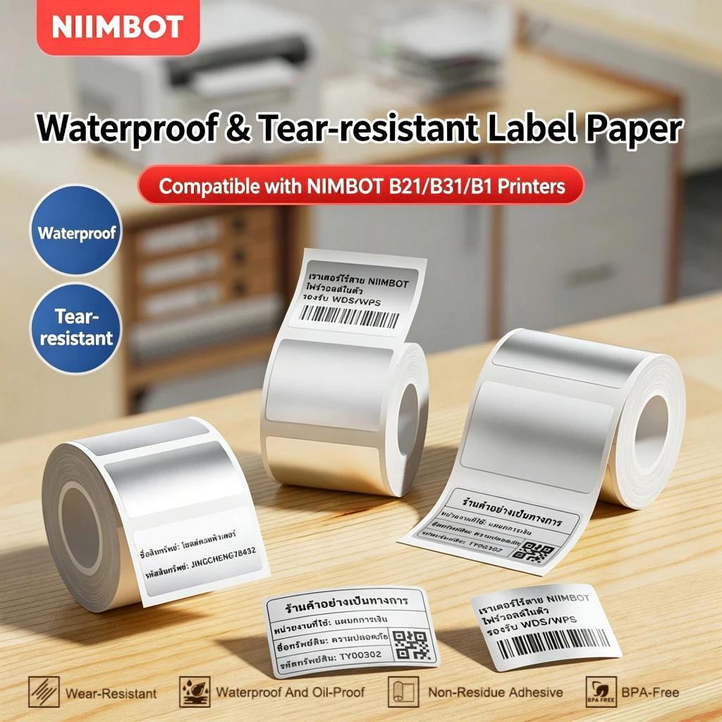 Niimbot B1/B1Pro/B21/B21Pro/B3S Matte Silver Thermal Label Sticker Paper Clothing Tag Commodity Pric